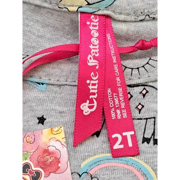 NWT Girl's Cutie Patootie Heather Gray Unicorn Top With Pink Leggings Size 2T - Picture 7 of 8